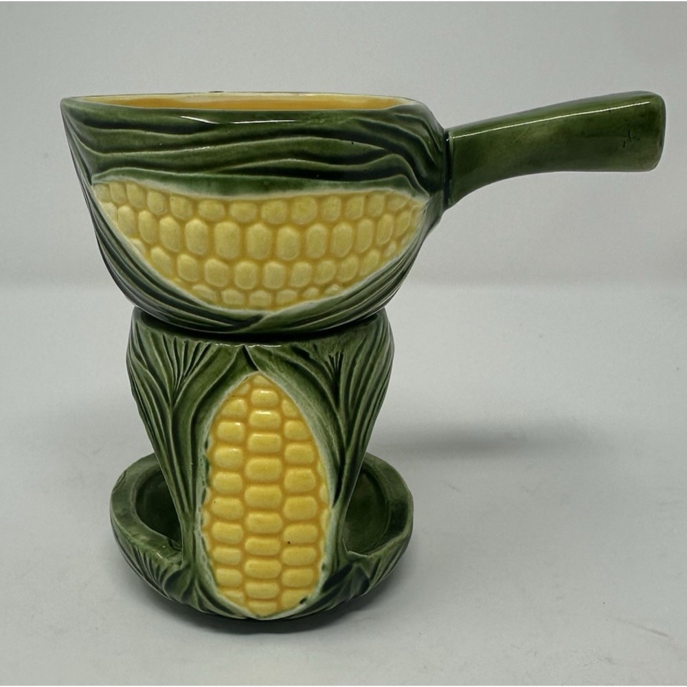 Vintage New Trends Melting Butter Chafing Dish Pottery Corn Yellow Margarine